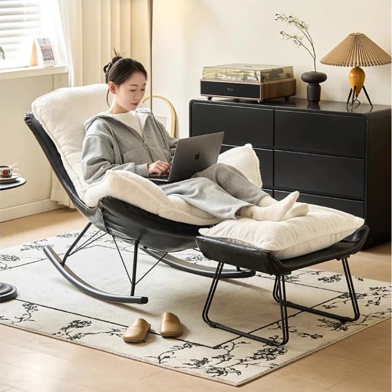 Poggiapiedi per sedia a dondolo Sgabello da soggiorno scandinavo con cuscino Poggiapiedi moderno per divano Panca da ingresso multifunzionale