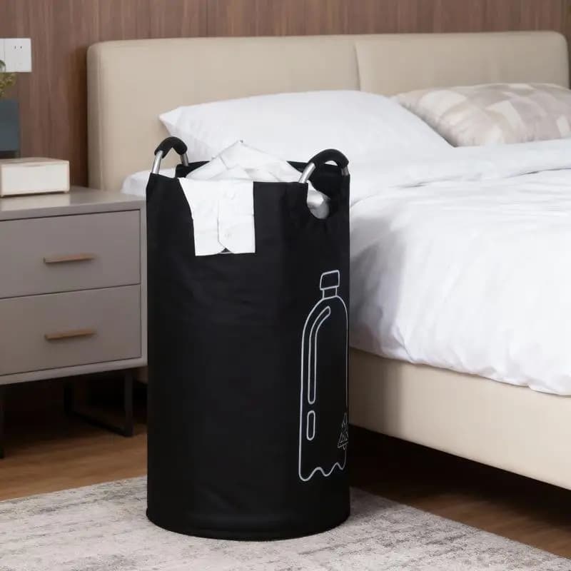82L Large Capacity Foldable Empty Bottle Storage Basket With Aluminum Handle Waste Bottle Recycling Bin Household Storage Access