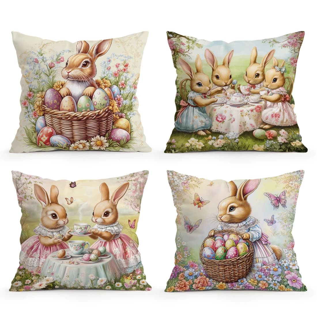 Fodera per cuscino decorativa in poliestere con motivo Coniglietto Pasquale, per feste, casa, auto, divano