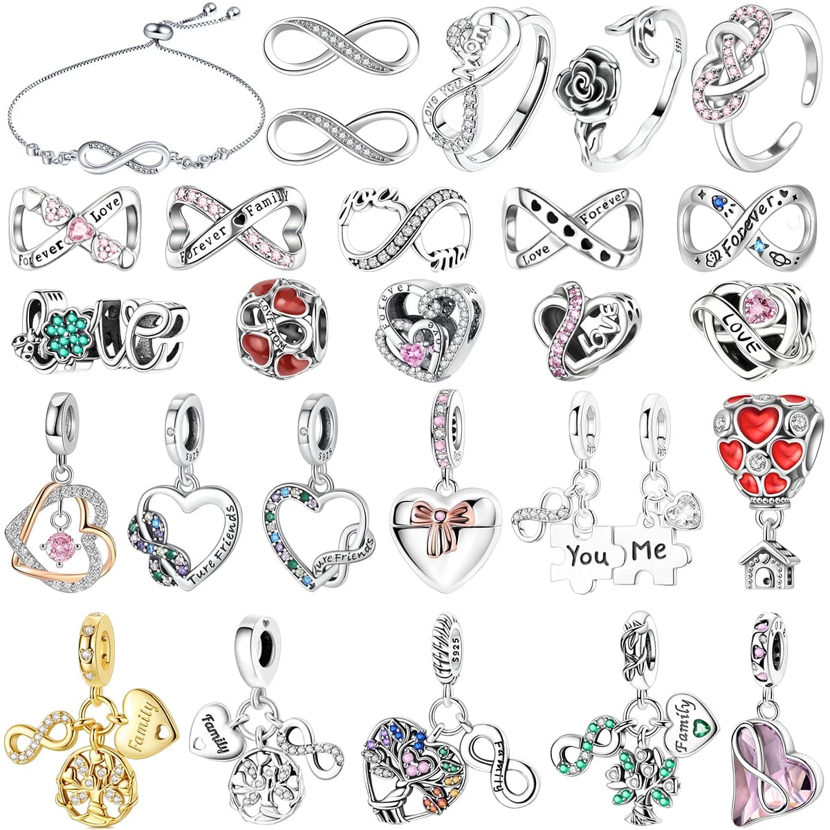 Offerta Speciale: Ciondolo a Cuore Infinito Portafortuna in Argento Sterling 925, Charm per Bracciale o Collana, Regalo Fai-da-Te
