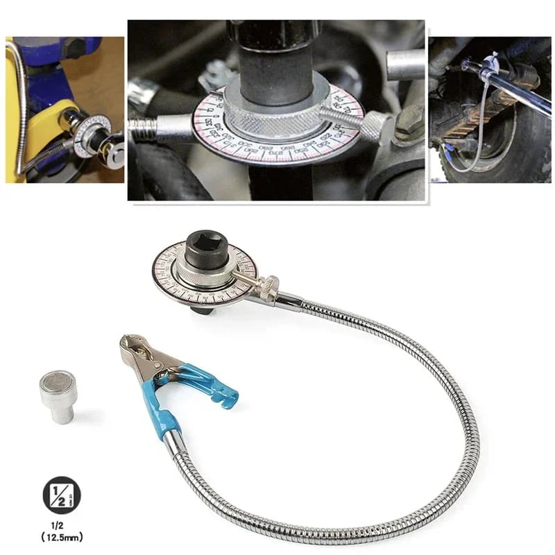 Misuratore angolare di coppia professionale da 1/2" 360 ° Set di clip per chiave dinamometrica regolabile Accessori per chiavi per strumenti di misurazione graduatore