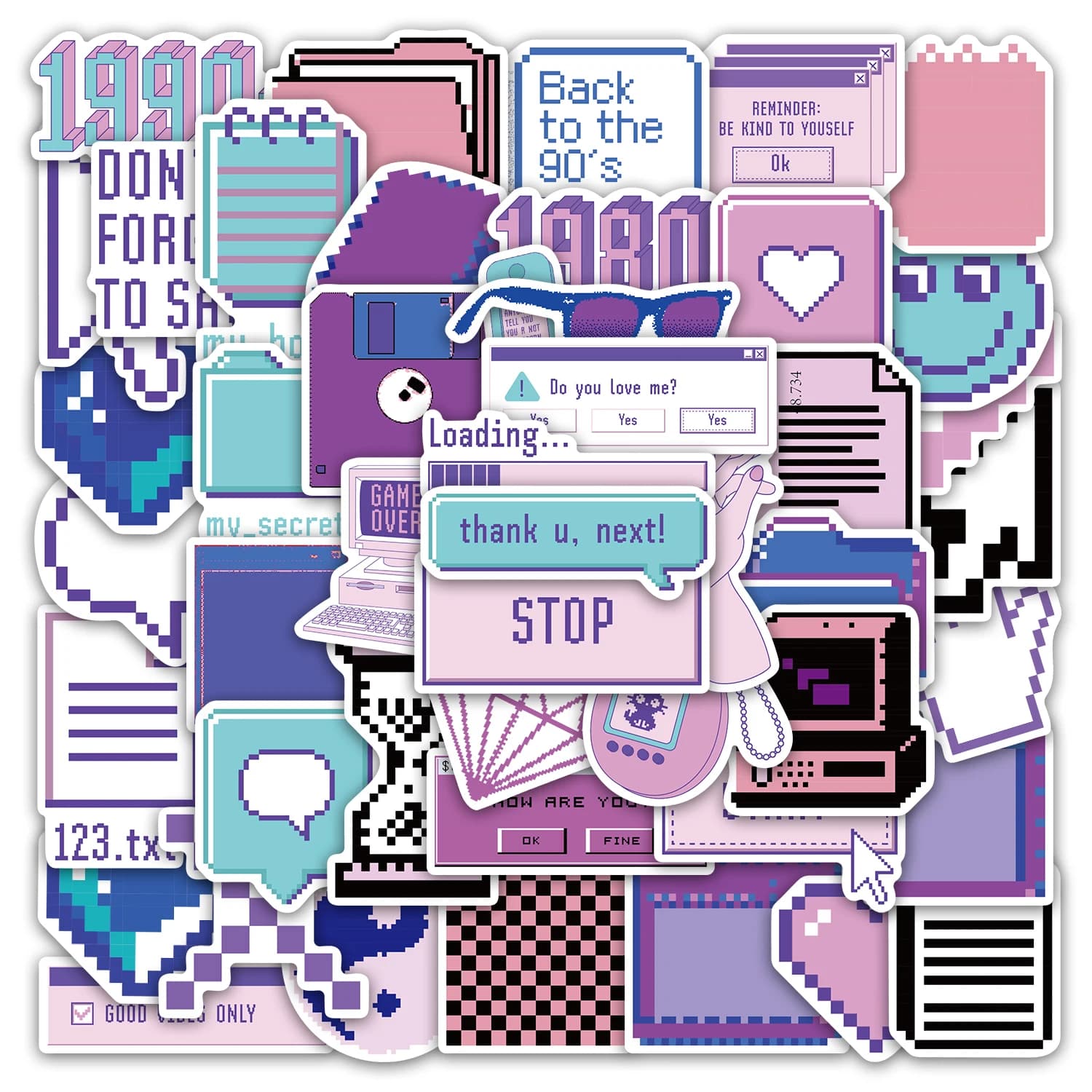 53 Adesivi Pixel INS per Decorare Auto, Valigie, Notebook, Frigoriferi, Graffiti e Desktop