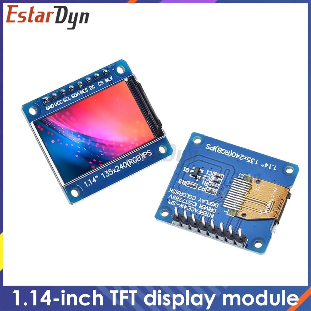 1.14 inch 135x240 SPI ST7789 LCD Display, 65K color TFT screen module for DIY projects Arduino Raspberry Pi ESP32 STM32