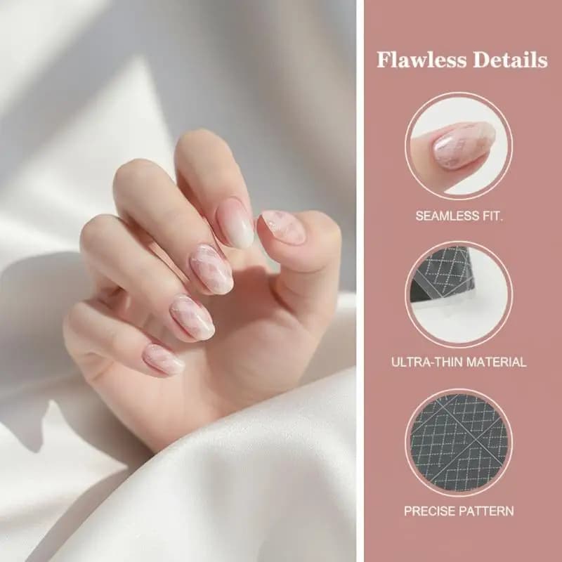 Adesivi per Unghie con Motivo a Rombi Traforati Stile Francese, Stampo per Nail Art, Decorazioni per Manicure Fai-da-Te