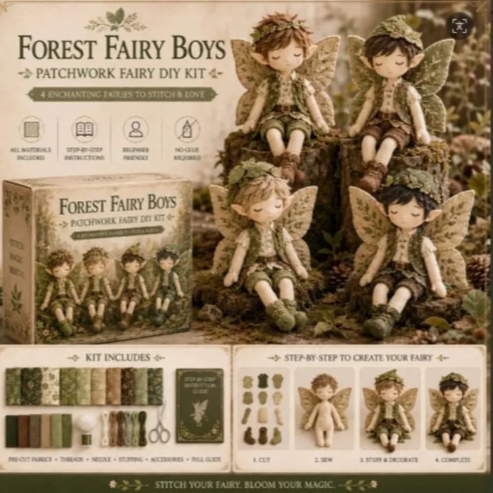 Pre-cut Fabric Flower Fairy Handmade Patchwork DIY Kit Beginner-friendly with Guidance Fairy Elf Patchwork Sewing Set Handmade