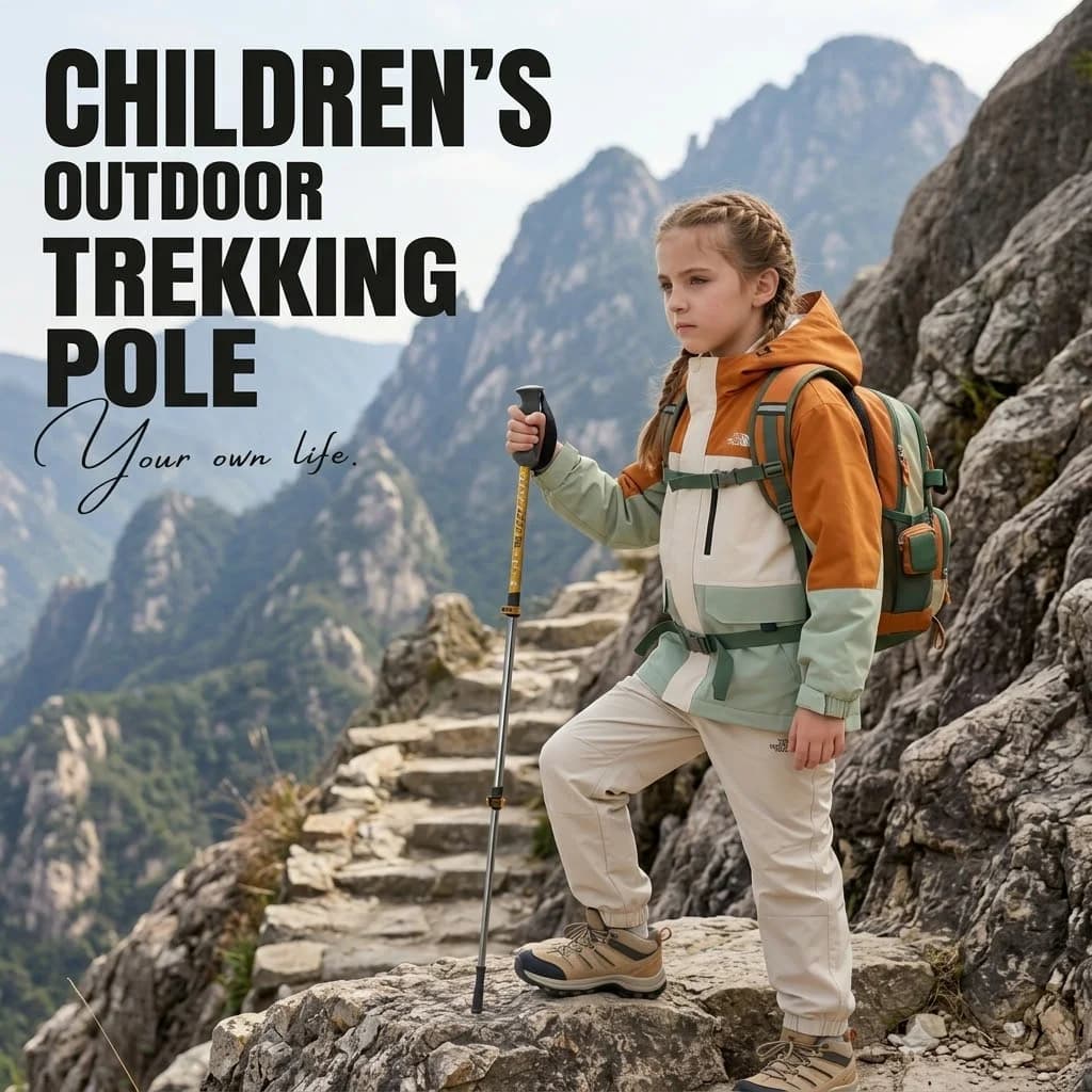 Children's Trekking Sticks in Aluminium Alloy, Telescopic with Security Buckle and External Block, Kids Climbing Sticks