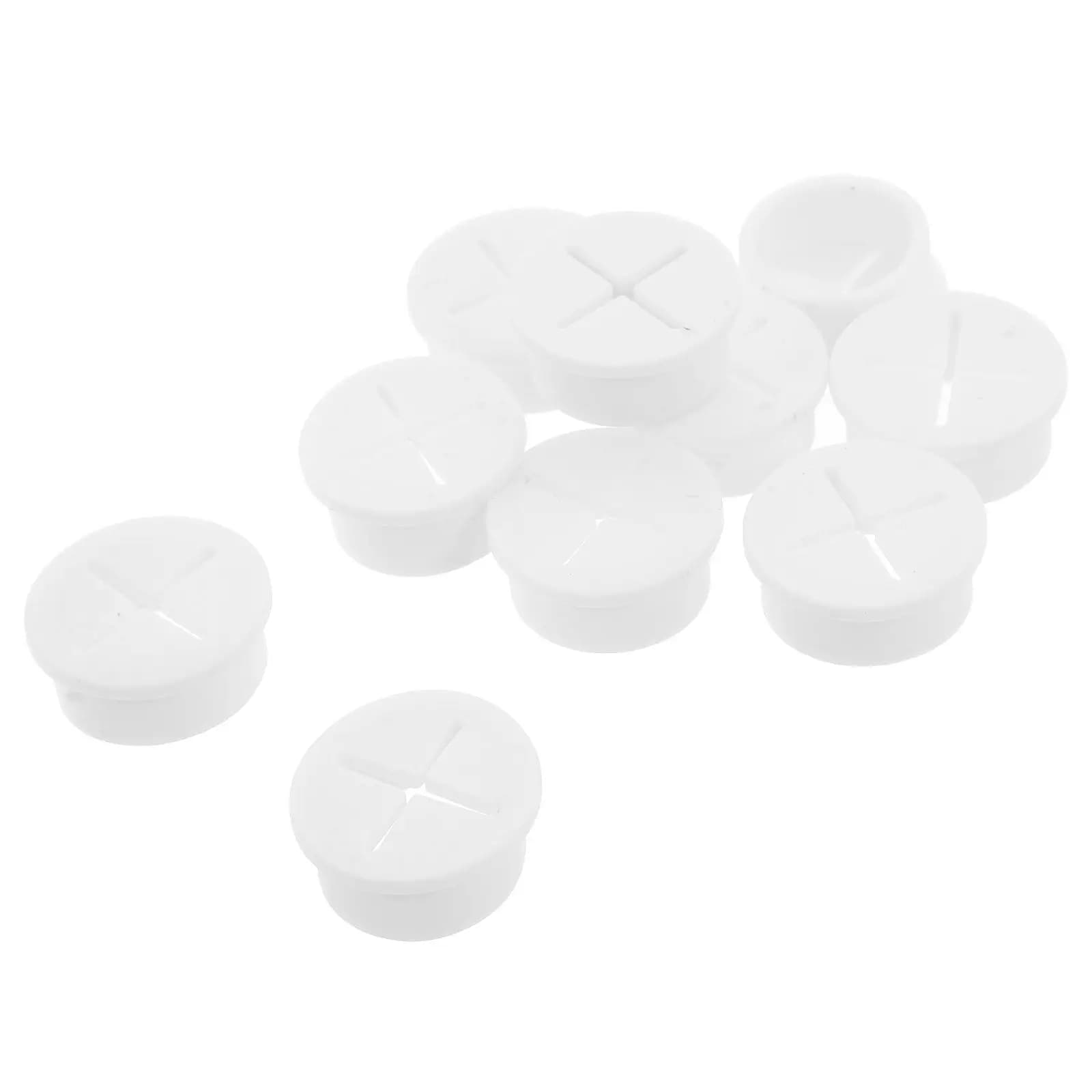 10 Pezzi Passacavi Rotondi in Plastica per Gestione Cavi Scrivania, Copertura Presa a Muro, Tappo Foro Cartongesso, Cavo Flessibile