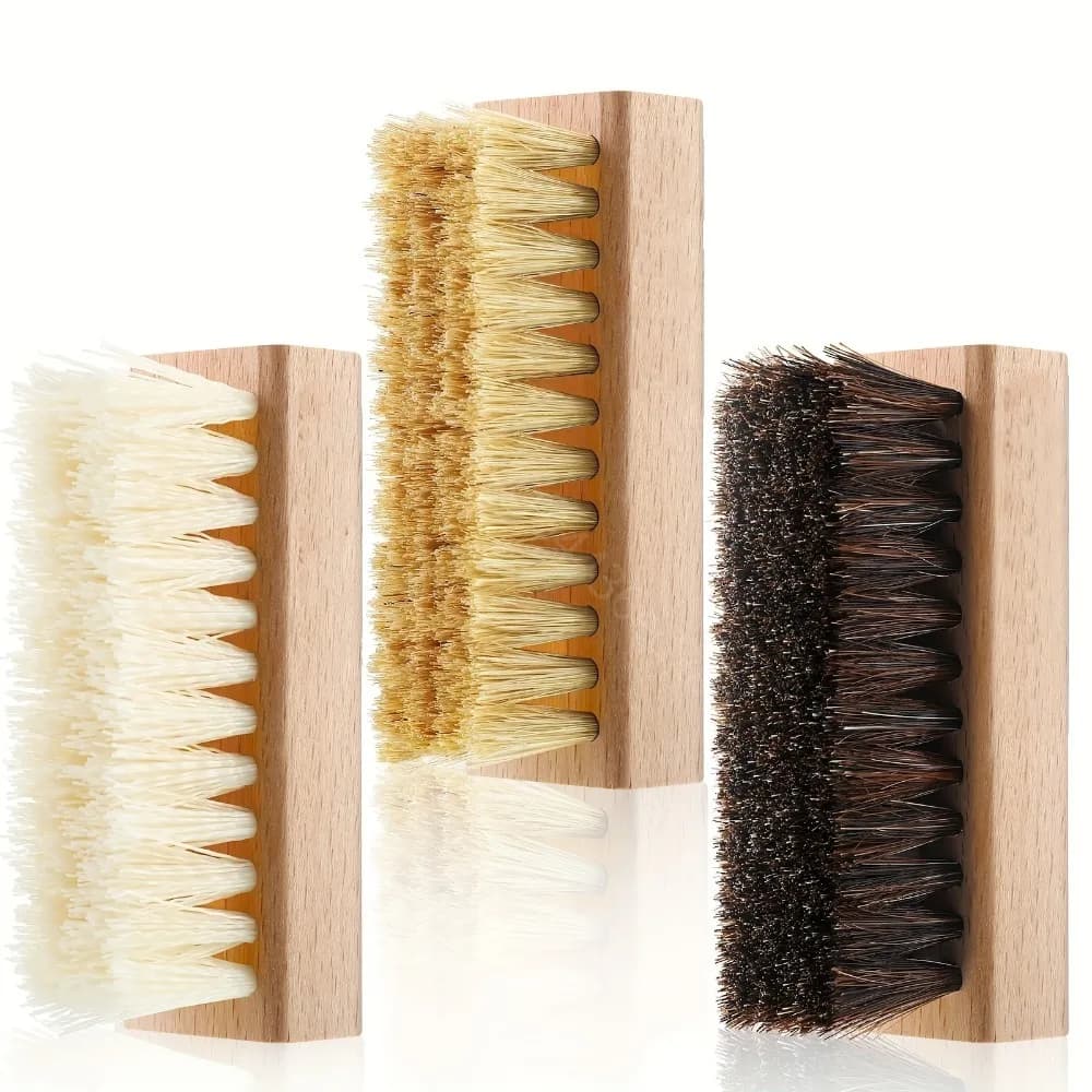 1pc Spazzola per la pulizia delle scarpe con manico in legno Spazzola per legno in crine di cavallo Spazzole per scarpe per la cura e la pulizia delle scarpe in pelle