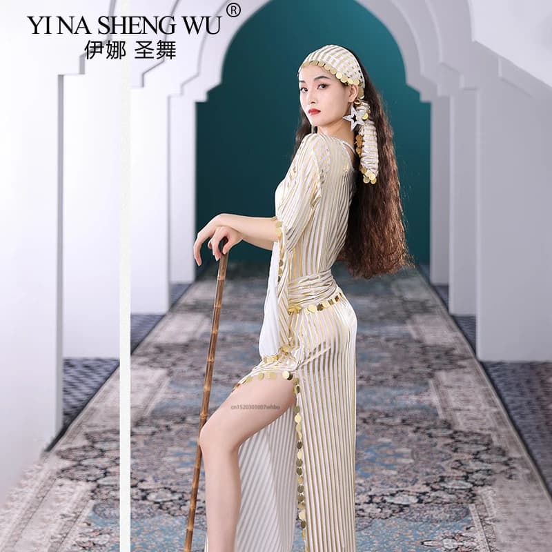 4 pieces Set Dresses Dance costumes for women Paillettes Baladi Shaabi Popular dance dresses women oriental belly dance scene dresses