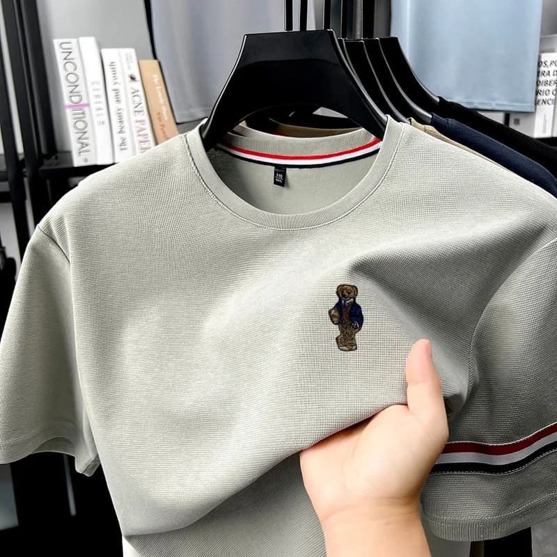 High Quality Men's New Comfort Cotton T-Shirt Summer Breathable Short Sleeved Round Neck Print Top Fashion Casual Men's Clothing