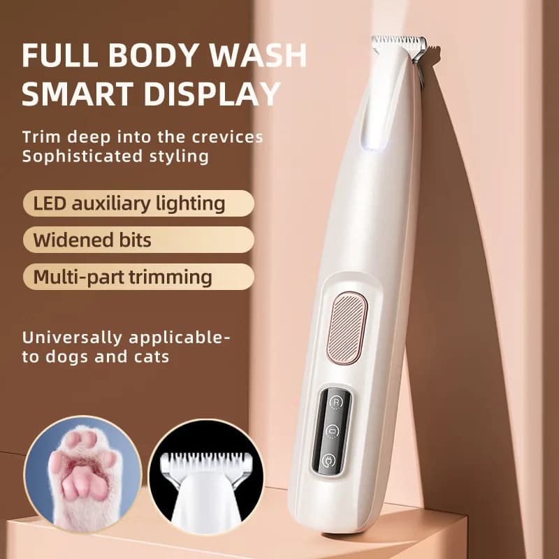 Tosatrice per Zampe di Cani con Luce LED, Completamente Impermeabile, Display LED, Tosatrice per Animali Domestici con Lama Larga 18mm