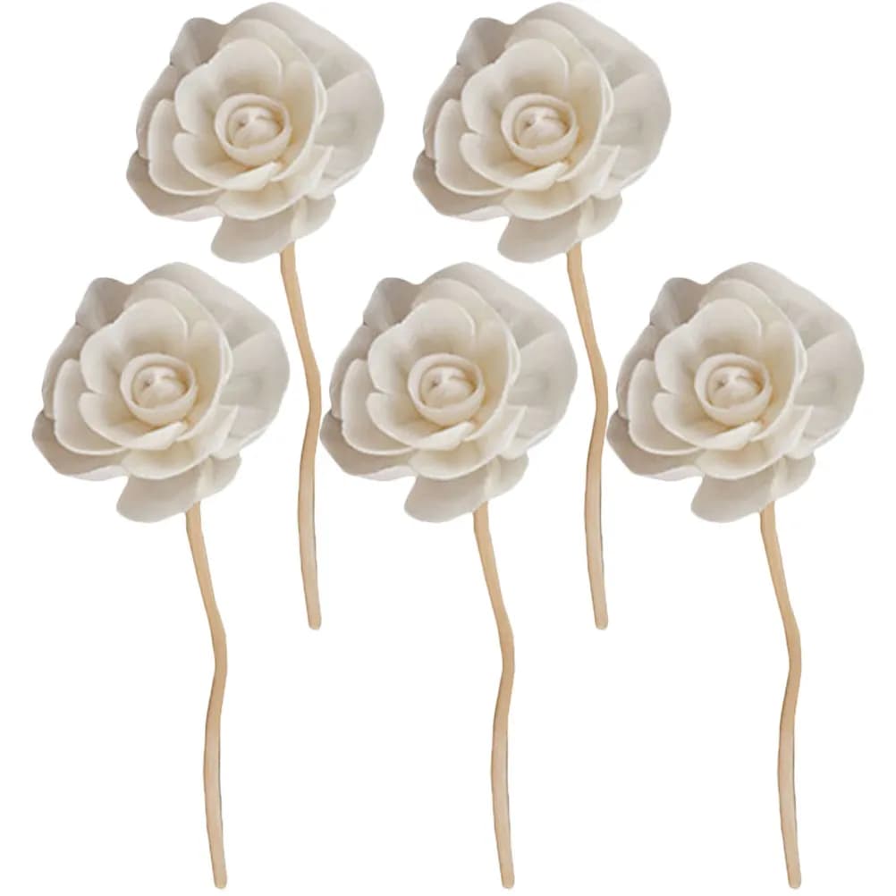 Set di 5 Bastoncini Diffusori in Rattan con Design Floreale, Diffusori di Aromi Senza Fiamma per Camera da Letto, Bagno, Hotel, Matrimoni