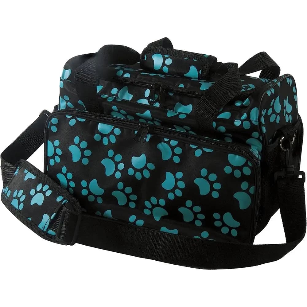 Borsa da Viaggio per Animali Domestici - Contenitore con Cerniera per Accessori di Toelettatura - Ideale per Cani, Gatti e Toelettatori Professionisti - 28.8 Turchese Paw Pr