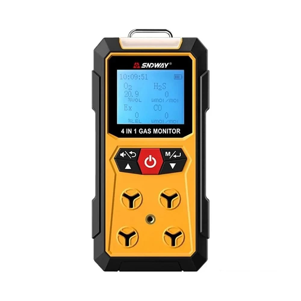Rilevatore di Gas SNDWAY SW-7500A 4 in 1: Analizzatore di Ossigeno O2, Monossido di Carbonio CO, H2S e Gas Combustibili, Rilevatore di Perdite