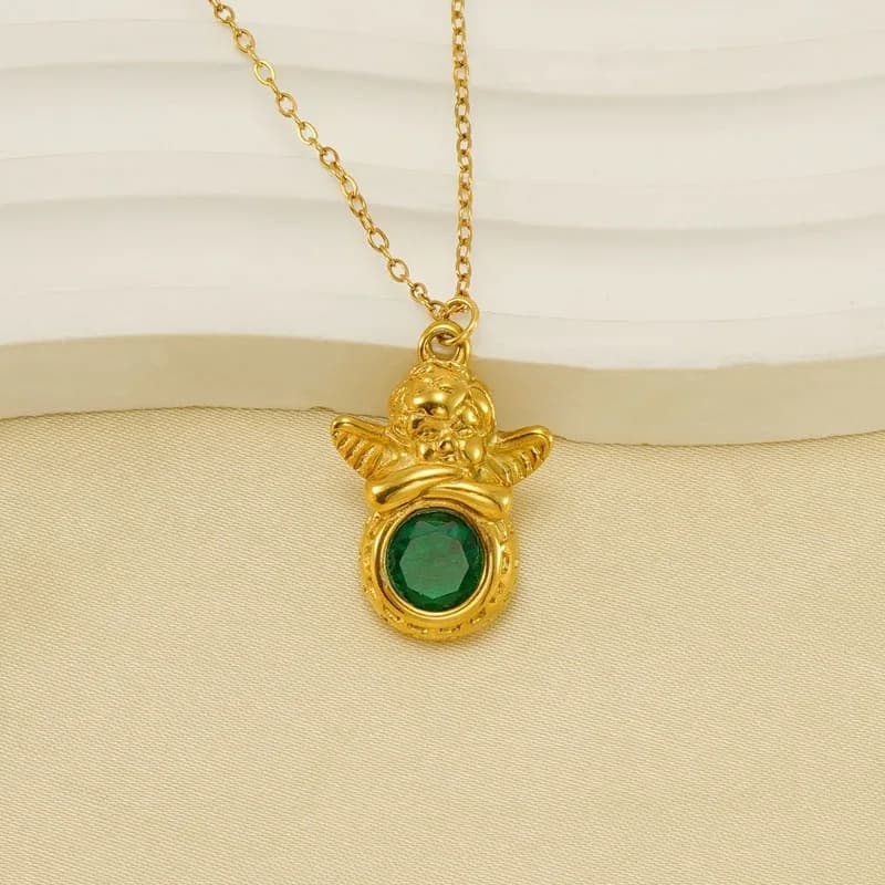 Nuova Collana Trendy in Acciaio Inossidabile Placcato Oro con Design a Forma di Angelo, Gioielli di Nicchia in Titanio per Donne