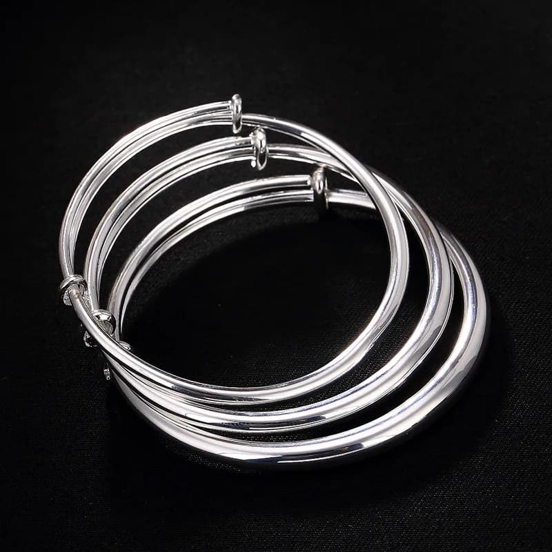 1 pezzo lucido argento sterling 925 gioielli minimalisti braccialetti push-pull regolabili donne semplice moda abito da sera braccialetto