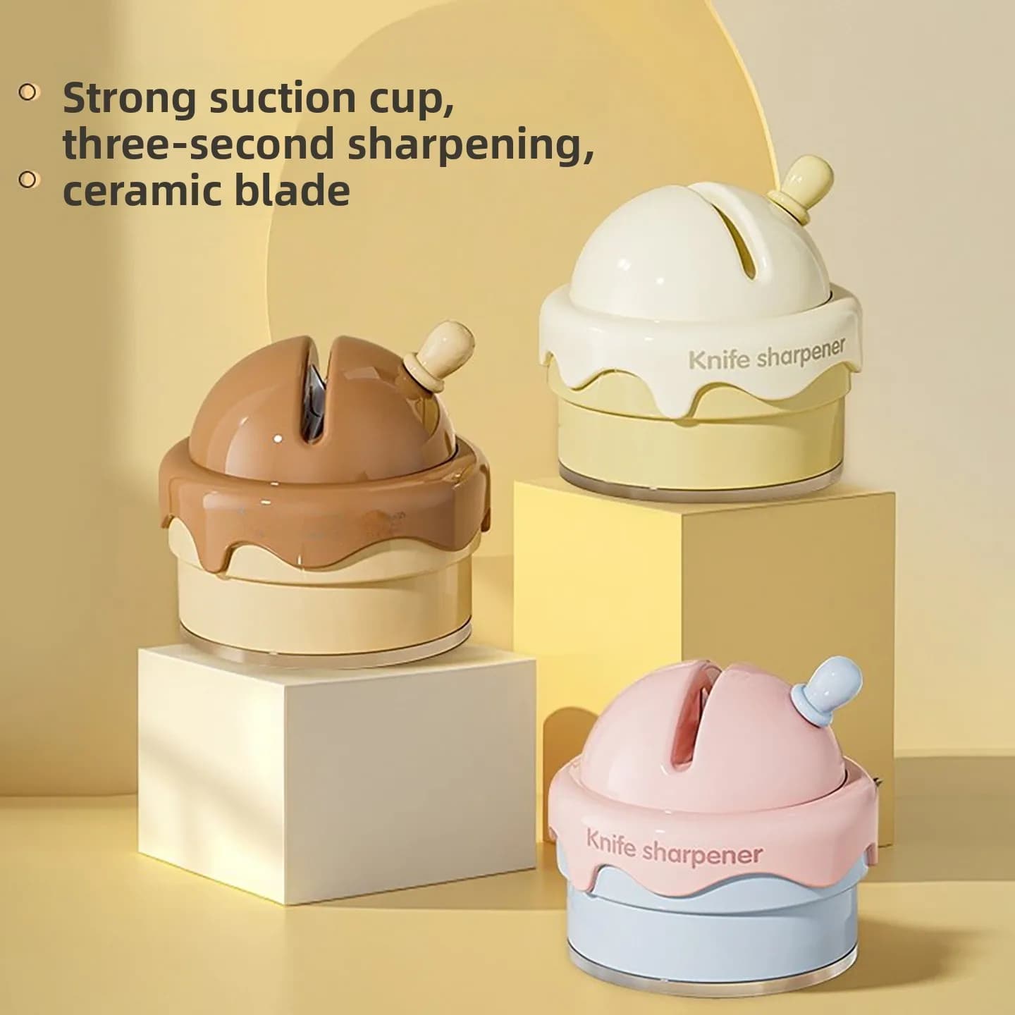 Kitchen Universal Ice Cream Suction Knife Sharpener Multi-Function Fine Grinding Tool for Chef's Knives Scissors BEAUTISKY