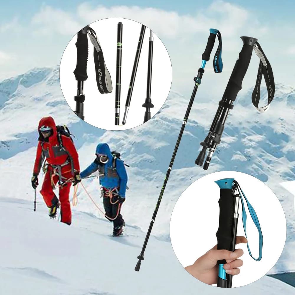Folding Trekking Sticks with Outdoor Ultralight EVA Handle Telescopic Sticks Camping Hiking Tool Folding Walking Sticks
