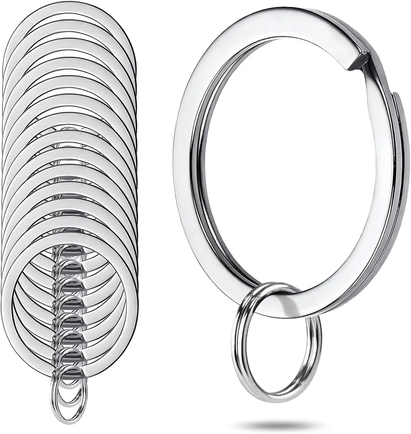 Heavy Duty 304 Stainless Steel Split Key Rings, 15 Pack, 1 Inch, Silver, for Car Keys & DIY