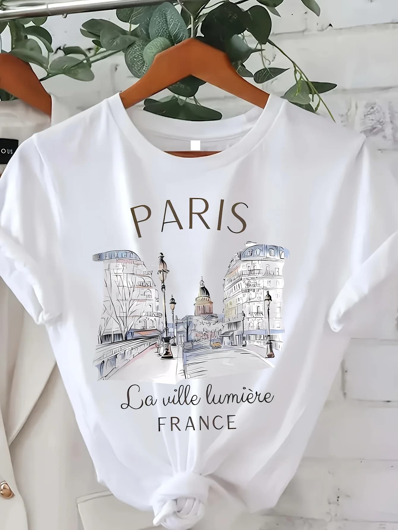 T-shirt da donna con stampa Paris, top casual a maniche corte con scollo rotondo per l'estate e la primavera, abbigliamento da donna