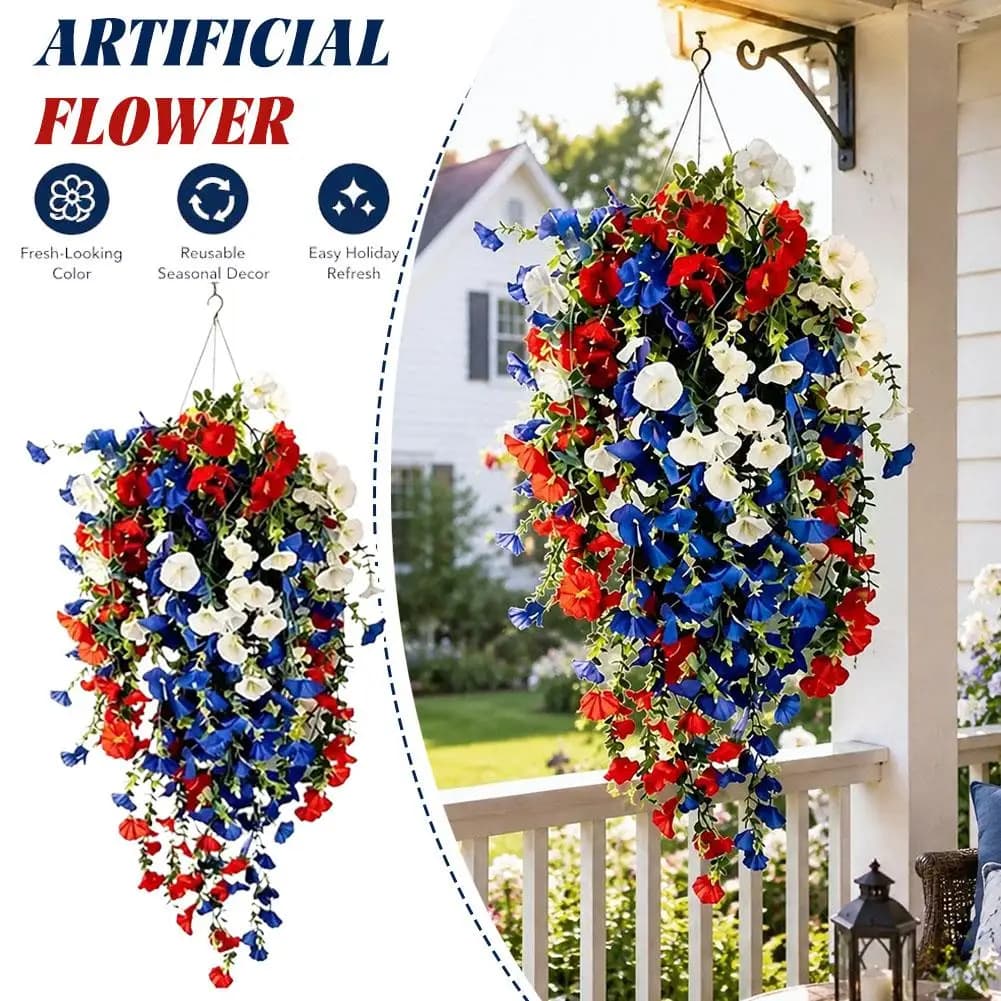 Illuminated Artificial Hanging light Flowers Silk Morning Glory Plants Easter Decoration Balcony Garden Wedding Party Decor