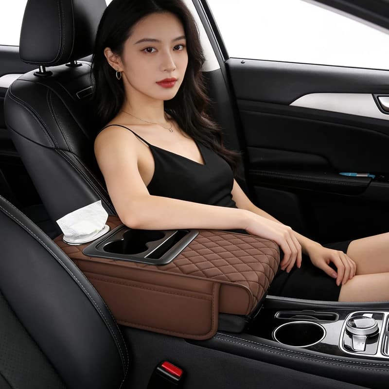 1 Pezzo Universale in Pelle Sintetica per Bracciolo Auto, Compatibile con la Maggior Parte dei Modelli, Accessori Auto, Portabicchieri e Tasche Portaoggetti