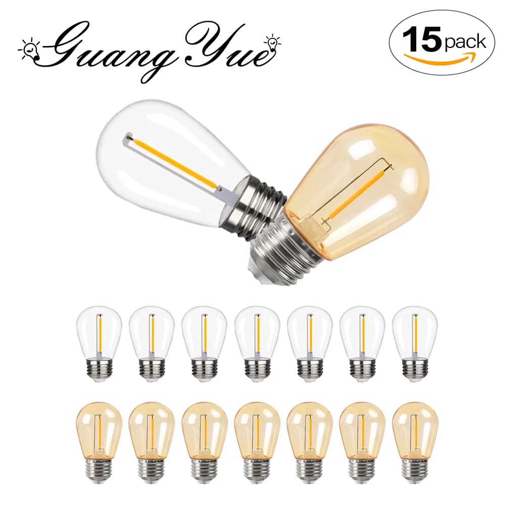 15 Pz S14 Lampadina a filamento LED in plastica E27 E26 110 V 220 V Bianco caldo infrangibile Retro Edison Luce notturna per la luce della stringa Sostituisci