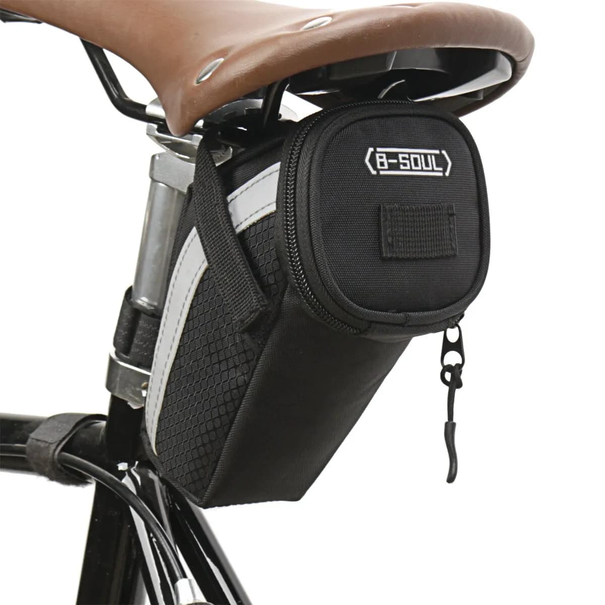 B SOUL Bike Saddle Bag 1L Small Storage Black Cycling Seat Tail borsa posteriore Kit di accessori strumento accessori per ciclismo riflettenti