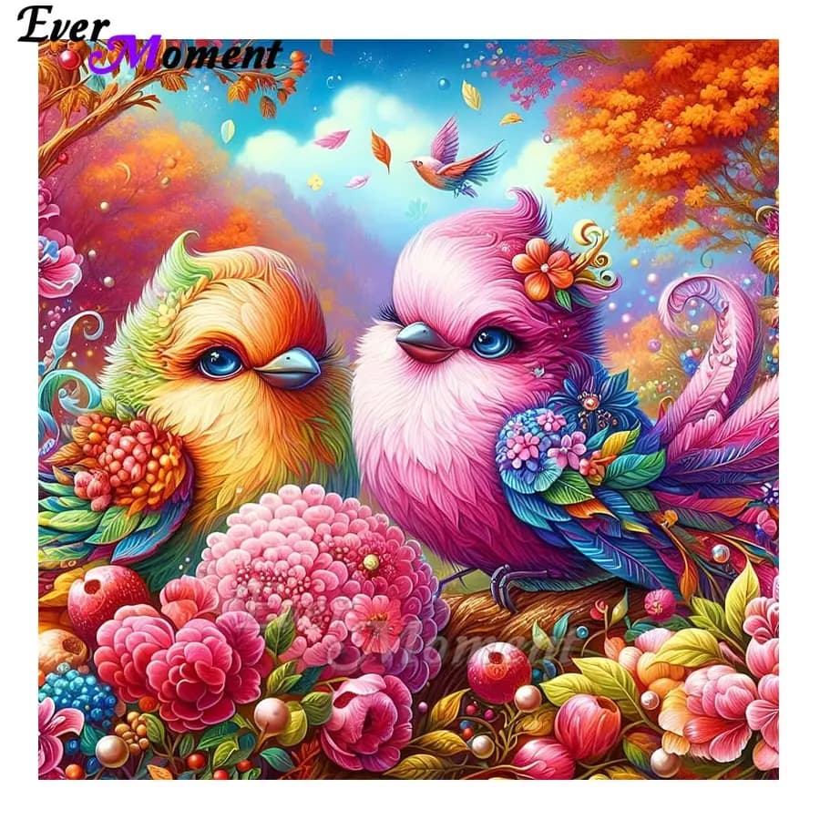 Ever Moment Fai da te AB Diamante Ricamo Bellissimo uccello con fiore Pittura diamante Set Decorazione artistica in resina Regalo ASF2958