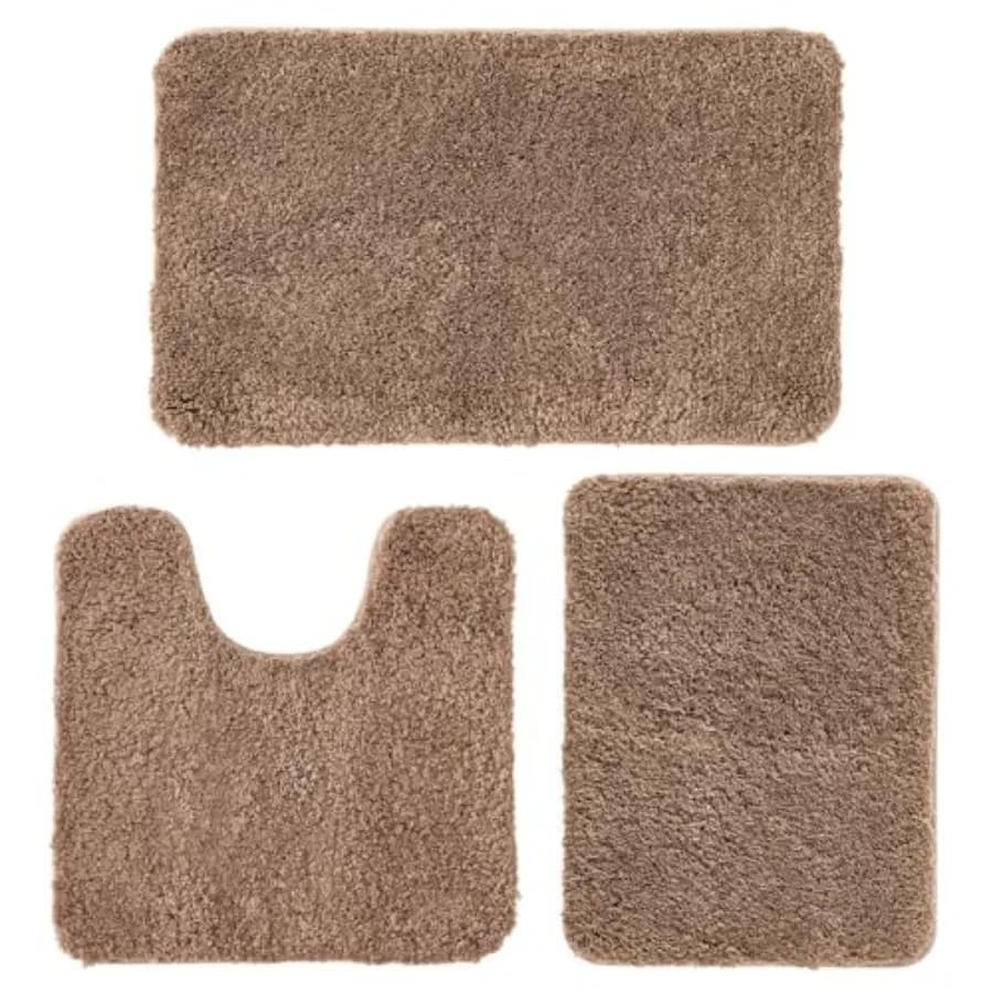 Set di 3 tappeti e tappetini da bagno extra spessi, antiscivolo, in microfibra, e tappetino a forma di U per WC, per il bagno.