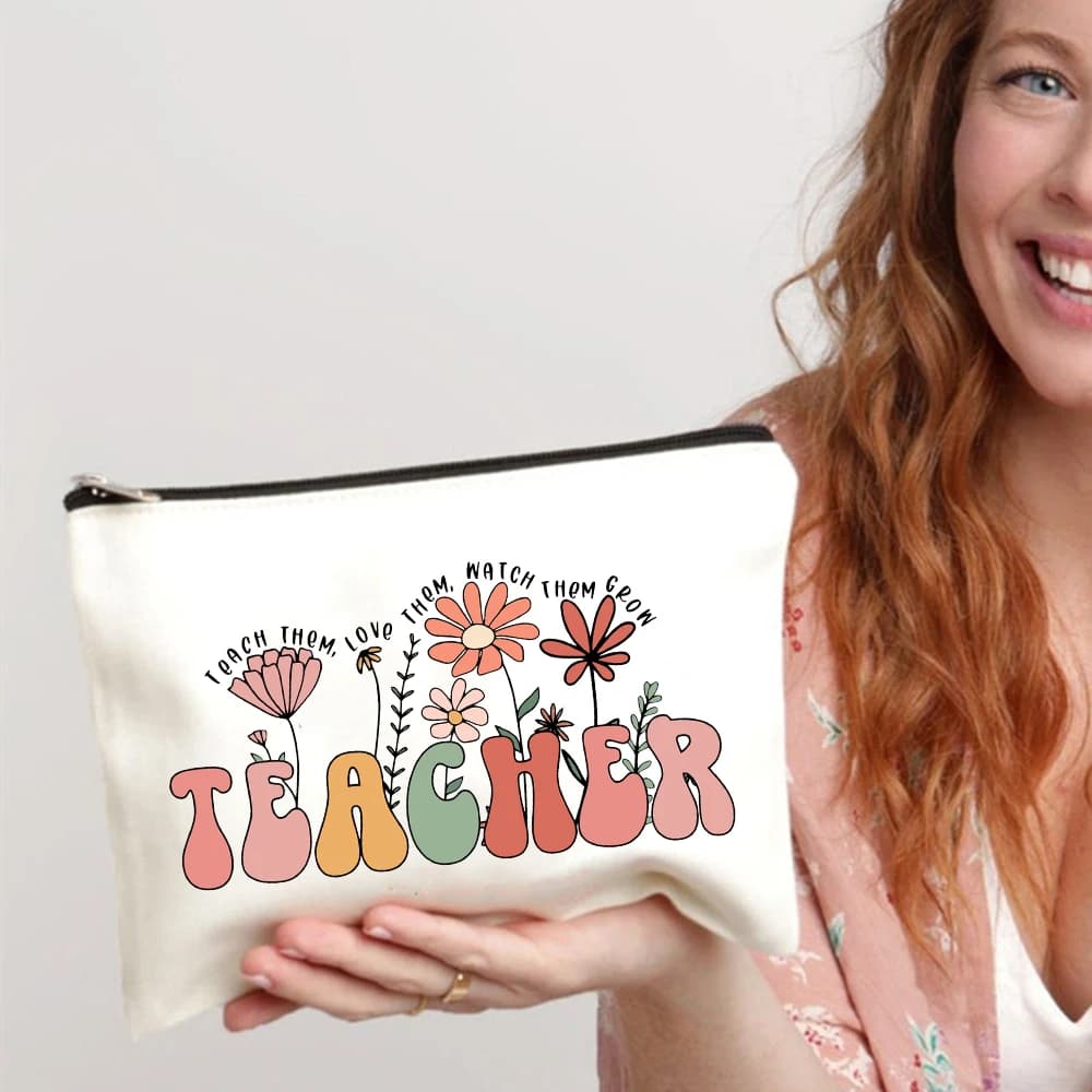 Borse portaoggetti per materiale scolastico con stampa floreale per insegnanti, pochette da viaggio, borse cosmetiche, astuccio regalo per insegnanti, borsa da viaggio per trucchi