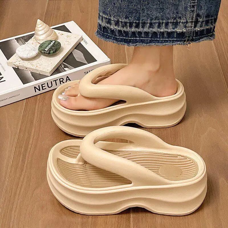 Sandali Donna con Fondo Spesso, Nuovi Modelli Estivi 2026, Scarpe da Spiaggia Floreali con Fibbia, Ciabatte Stile Coreano con Tacco Medio-Alto e Suola in EVA