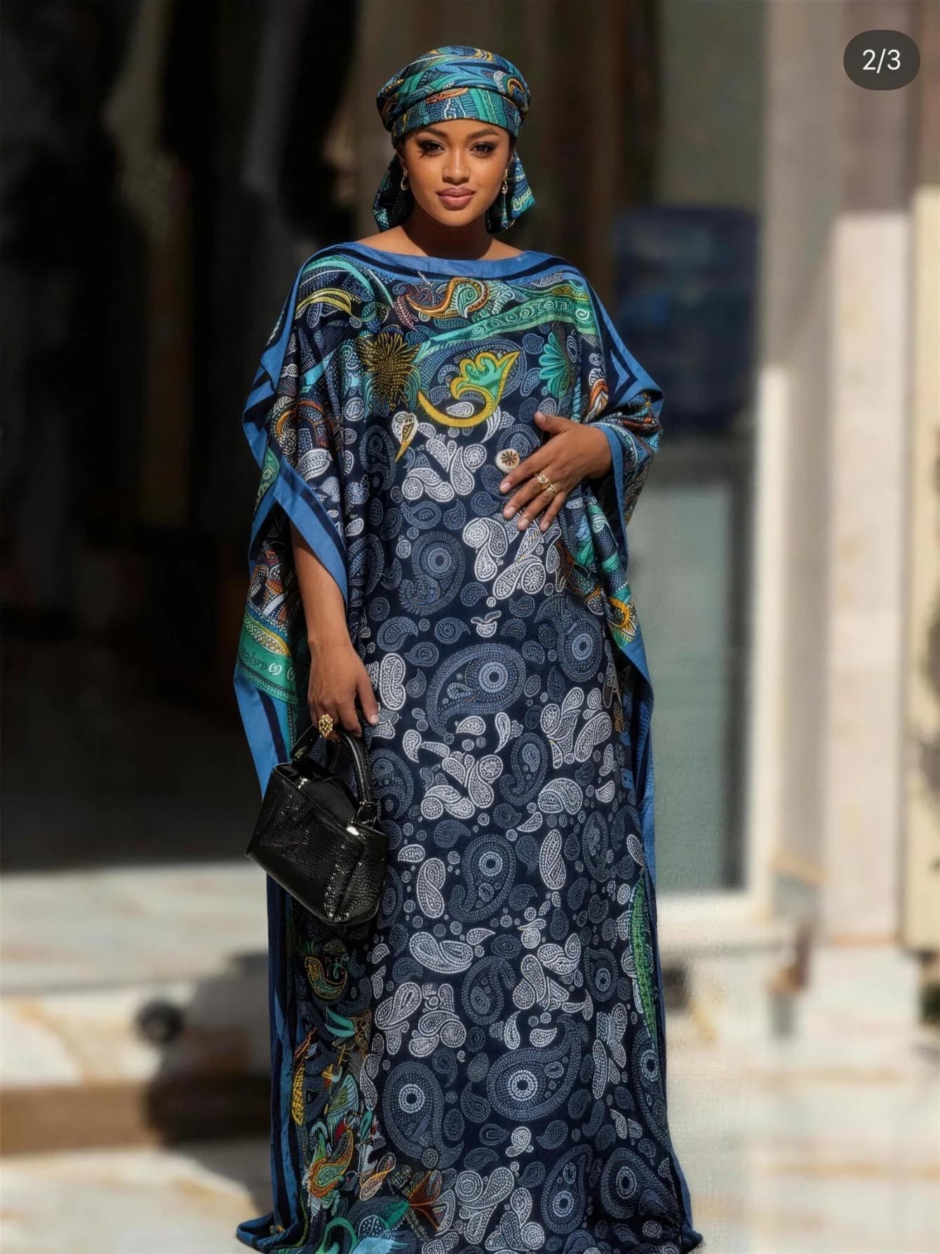 Completo Abito Africano Oversize e Sciarpa per Donne Curvy