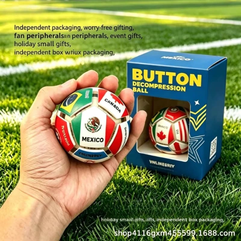 Soccer Keychain Fidget Toy Stress Relief Pendant Portable Decompression Ball Gift Box National Team Fan Souvenir