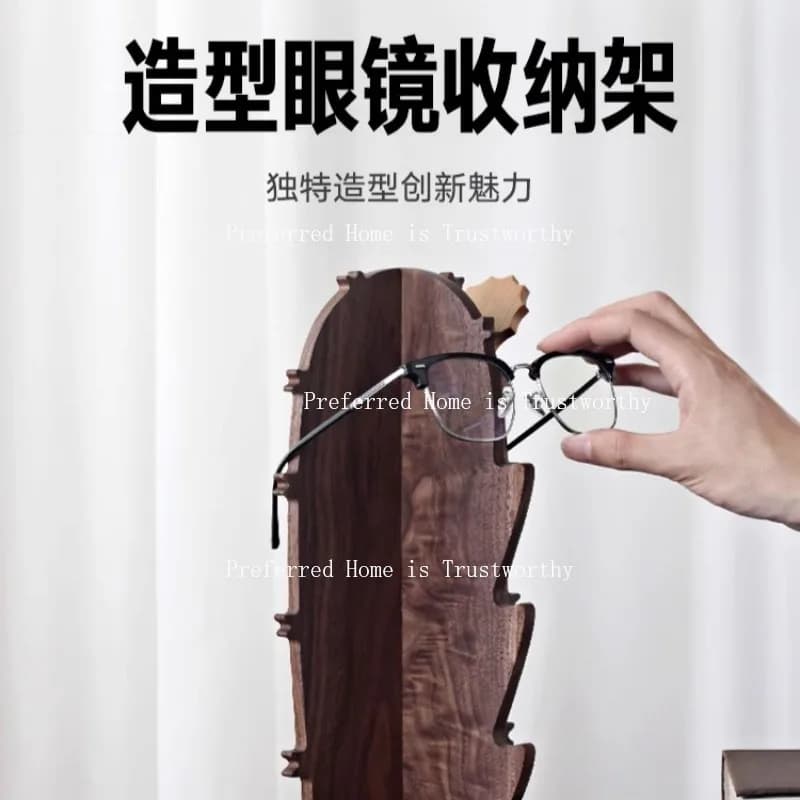 Adatto per Espositore per Occhiali in Legno Massello di Noce Nero, Espositore per Occhiali da Sole, Decorazione