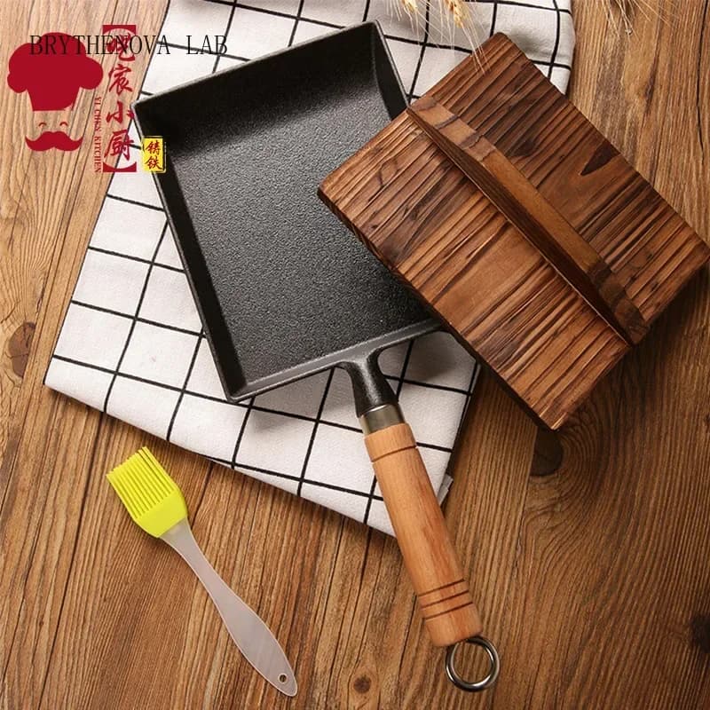 Frying Tamagoyaki Omelette Black Non Stick Pan Fry Egg Pancake Pot Kitchen Cover Gas Cooker Induction Japanese Cast Iron Pan