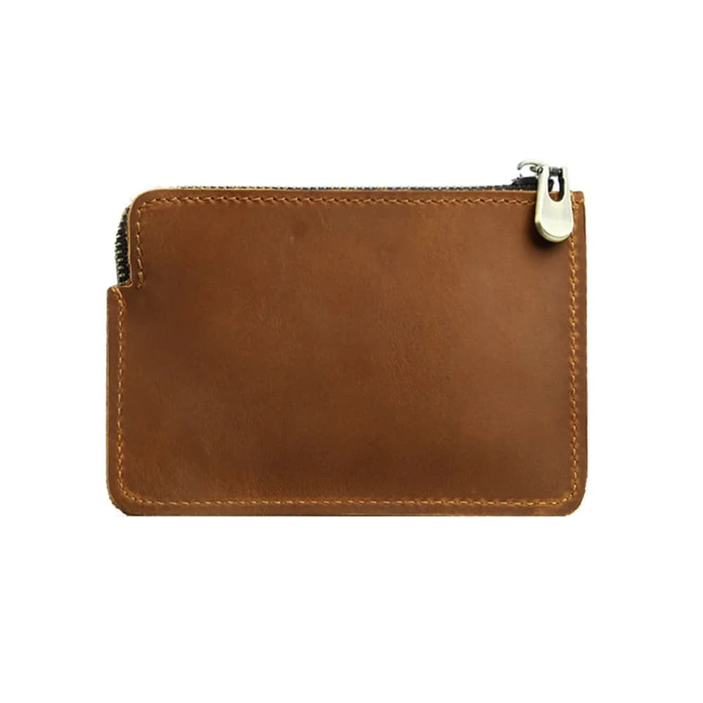 Genuine Leather Men's Short Wallet Retro with Belt Loop Belt Hanging Money Pouch Ultrathin Multi Purpose Zipper Coin Purse