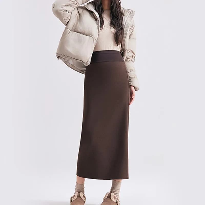 Maternity Midi Skirt For Spring/Fall Belly Support Relaxed Fit Slimming A-Line Long Dress Plus Size For Pregnancy