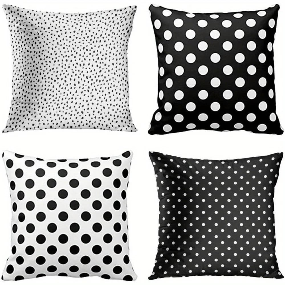 Home Decor Black & White Polka Dot Pattern Throw Pillow Pattern Cushion Cover Suitable for Sofa Bedroom Car Pillow Cover