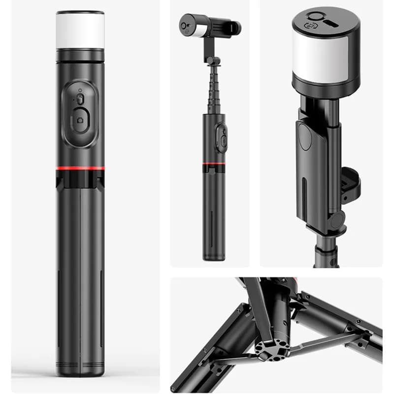 Selfie Stick treppiede con luce di riempimento lampada per Vlogging Wireless Bluetooth telecomando Selfie Rod per iPhone 14 13 12 Samsung