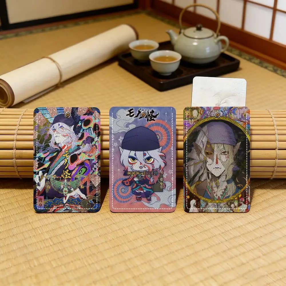 Portachiavi in pelle personalizzato Ukiyo-e Anime Mononoke Kusuriuri, adatto per carte bancarie, di metropolitana e di autobus
