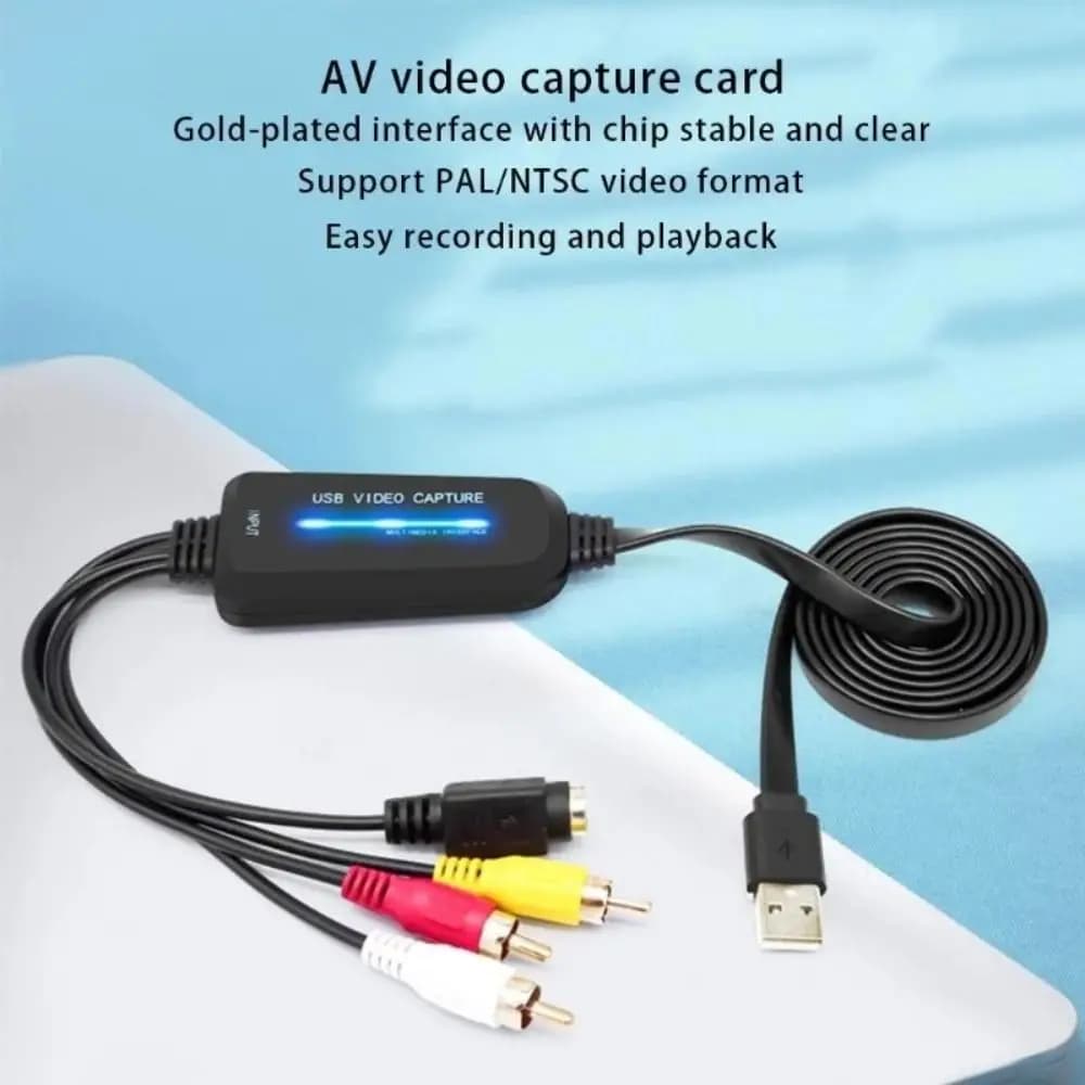 Nuovo Convertitore da VHS a Digitale ABS Nero HD con Supporto USB, Scheda di Acquisizione Video, Convertitore Video
