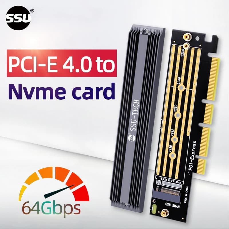 Scheda adattatore SSU PCIe 4.0 a M.2 NVME, computer desktop Scheda di espansione M.2 SSD a PCI-E x4 GEN4, velocità totale 64 Gbps