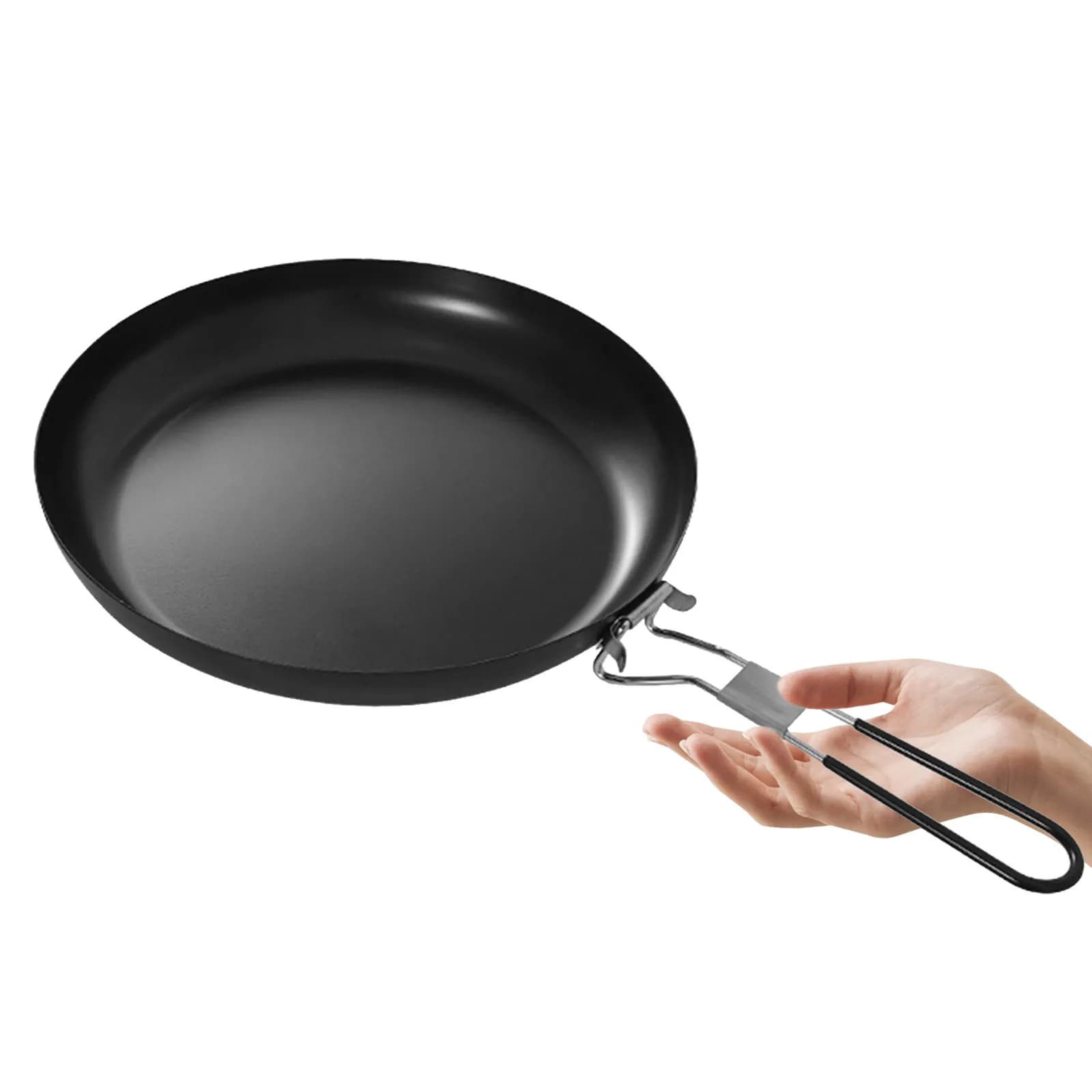 9 Inch Non-Stick Camping Frying Pan with Foldable Handle for Outdoor Cooking Grilling Steak Pancakes Eggs Portable Grill Skillet