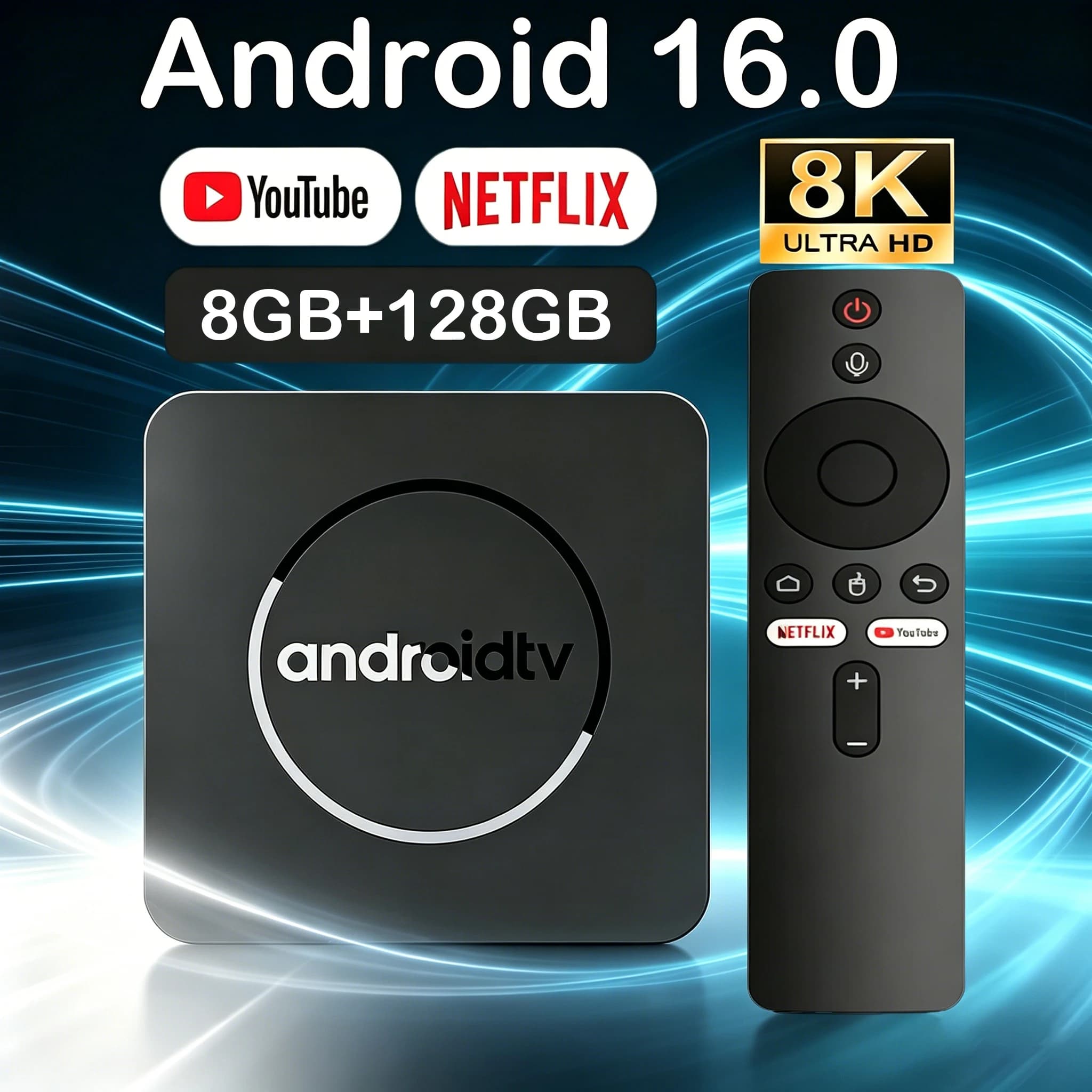 Q10 Smart TV Box Android 16 Allwinner H313 8GB+128GB 8K Ultra HD Bluetooth 6.0 Google Assistant Media Player Set Top Box