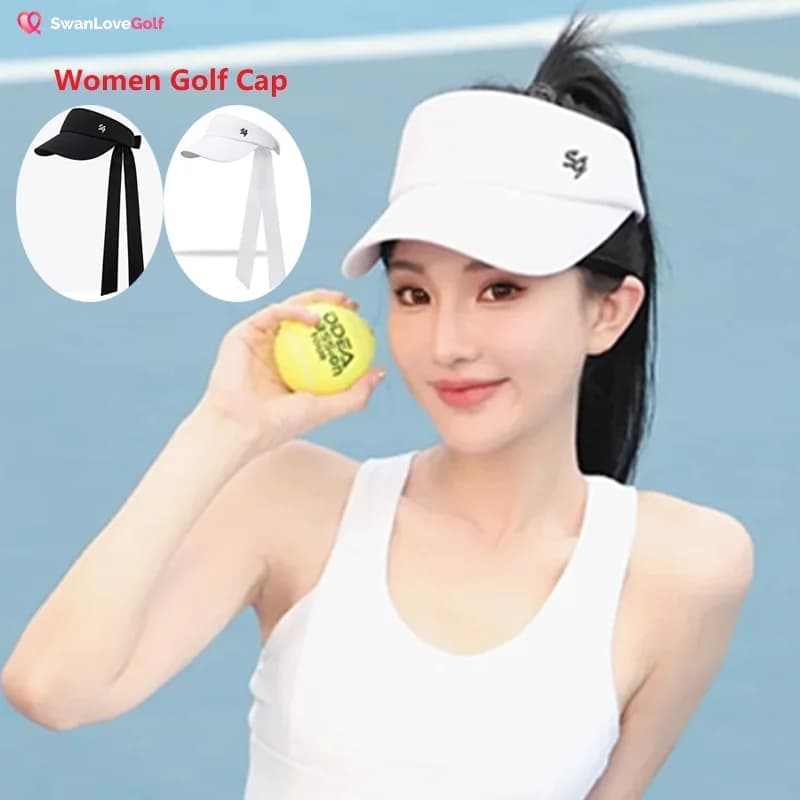 SG Women's Anti-Sweeping Golf Hats Women's Solar Protection Visiera Top Empty Anti-Uv Adjustable Sports Hats Outdoor Bowknot Golf Copricapo