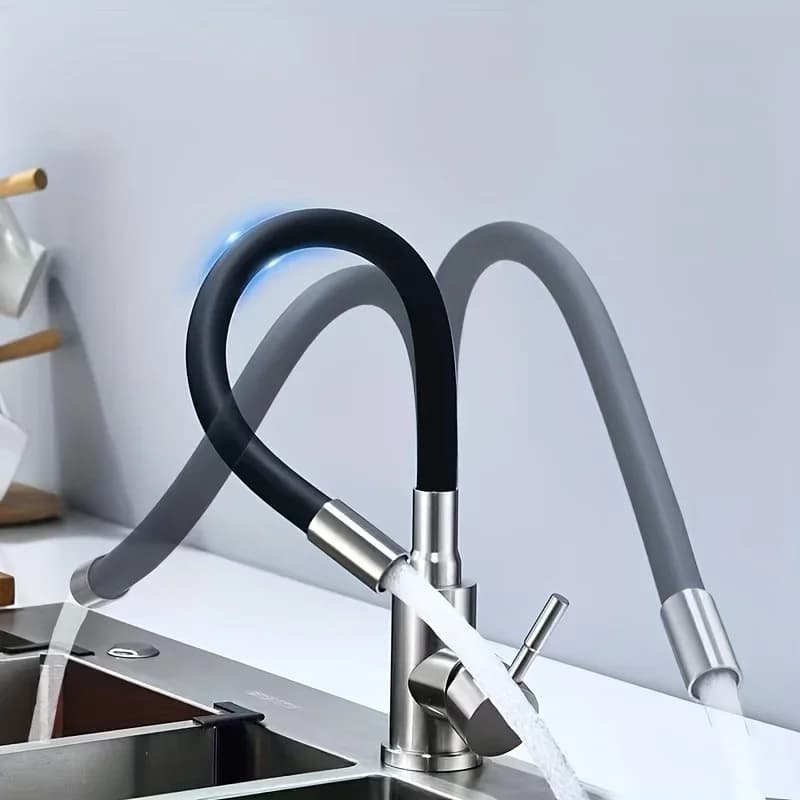 Prolunga Flessibile per Rubinetto con Connettore Girevole - Tubo Estensibile e Rotante Anti-Schizzi Adatto per Cucina 11,81 Pollici