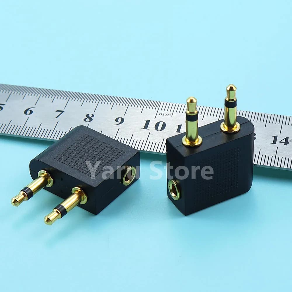 Yaru Store Dual 3.5mm Plug Adaptor Jack Audio Headphone Converter Adapter Headset Connector for Airline Airplane Travel Earphone