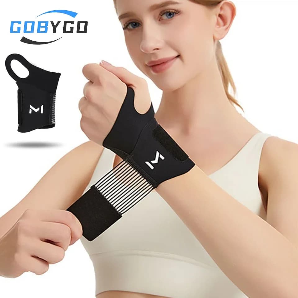 GOBYGO Protezione per il polso sportiva Cinghia di rilegatura traspirante Supporto per la pressione della ferita Stabilizzare le articolazioni Palestra Tennis Badminton Uomo Donna