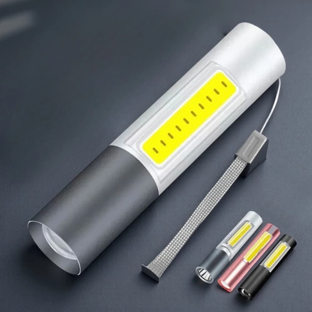Mini torcia a LED Zoomabile USB ricaricabile Lampade impermeabili 3 modalità di commutazione Torcia portatile Luce di sicurezza esterna